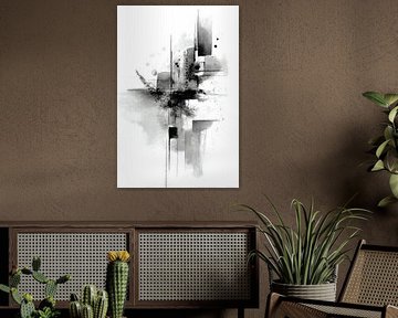 Abstract Painting - Black White Mysterious and Modern by Joriali Abstract