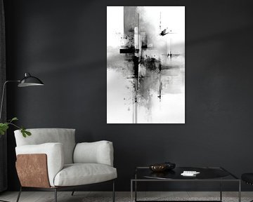 Abstract Painting - Black and White Minimalist and Elegant by Joriali Abstract
