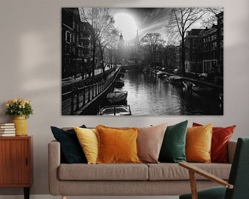 Le Spiegelgracht d'Amsterdam au soleil couchant. sur Don Fonzarelli