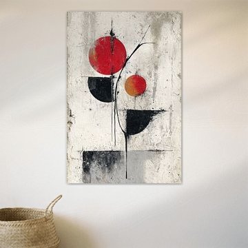 Abstract Painting - Red Black Powerful and Geometric