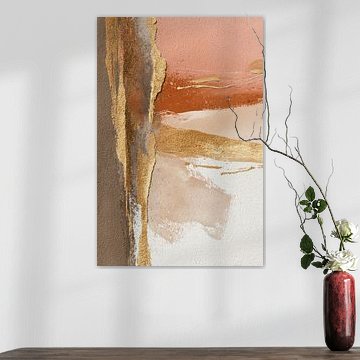 Abstract Painting - Gold and Terracotta Elegant and Modern
