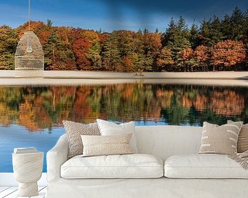 Die herbstlich gefärbte Landschaft spiegelt sich im Wasser des