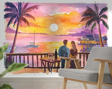 Romantische zonsondergang in Key West, Florida