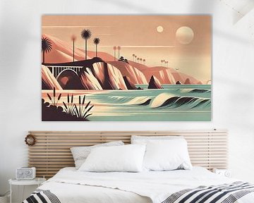 Vintage California, Coastline Poster sur Chromatic Fusion Studio