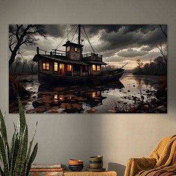 Houseboat on a bayou