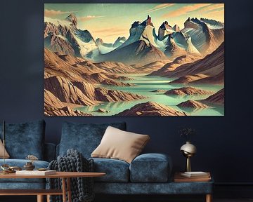 Vintage Chile, Torres del Paine Poster von Chromatic Fusion Studio