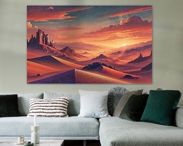 Vintage Chile, Atacama Wüste Sonnenuntergang Poster von Chromatic Fusion Studio