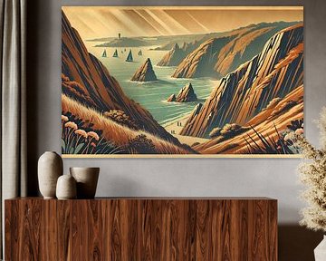 Vintage Cliffside Gelassenheit Poster von Chromatic Fusion Studio