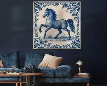 Delfter Blau Fliese Pferd von FoXo Art