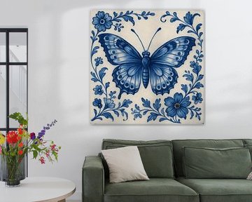 Delfter Blau Fliese Schmetterling von FoXo Art