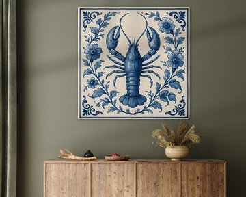 Delfter Blau Fliese Krebs von FoXo Art