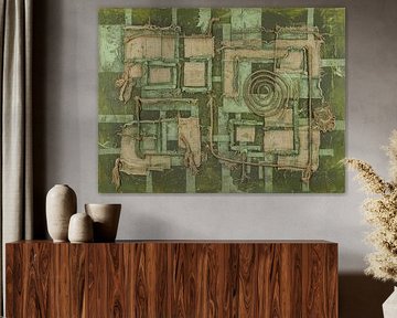 Industrial Abstract Painting, Mixed Media art