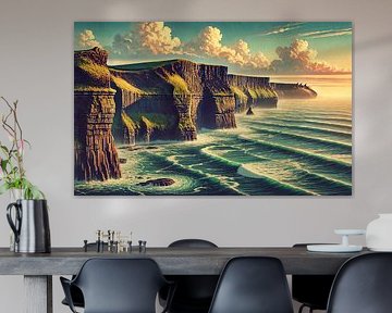Poster vintage de l'Irlande, falaises de Moher sur Chromatic Fusion Studio