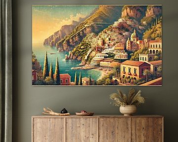 Vintage Italien, Amalfiküste Ansicht Poster