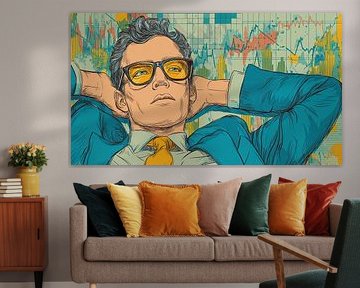 Illustratie van een zakenman voor financiële grafieken