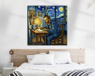 Starry Night Letter - Abstracte kunst van creativiteit onder de wervelende hemel