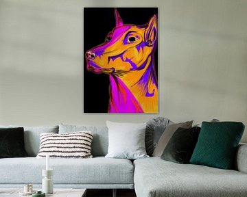 stylized color dog potrait by Salma Mutiara