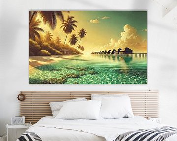 Poster vintage des Maldives, Océan Indien sur Chromatic Fusion Studio