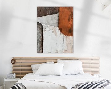 Moderne Kunst | Bruin-witte Geometrie