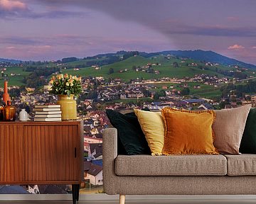 Panorama van Appenzell bij zonsondergang