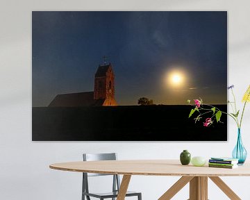 Moonlight over Wierum at the Waddensea shore in Friesland by Sjoerd van der Wal Photography