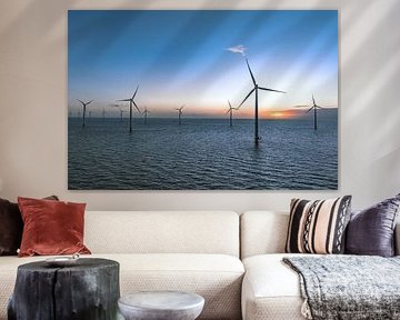 Wind turbines in an offshore wind park producing electricity by Sjoerd van der Wal Photography
