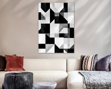 Abstraktes Geometrisches Schwarz-Weiß Design