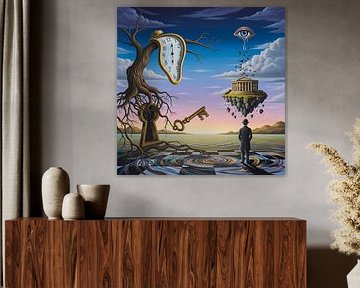 Starry Dreamscape - Abstrakter Surrealismus Nacht Kunstdruck von muhammad rifki annanda