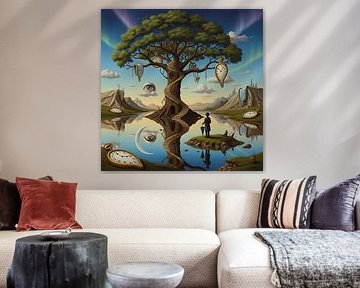Surreale Sternennacht Abstrakte Kunst - Traumhafte Fantasielandschaft Malerei von muhammad rifki annanda