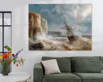 Sormy Seas by a Chalk Coast, Théodore Gudin