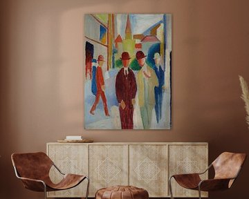 Heldere straat met mensen, August Macke