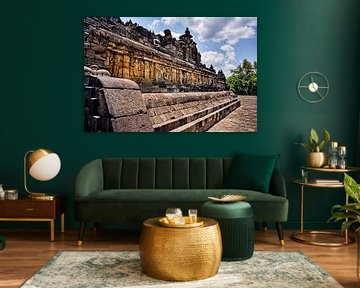 The sculpted walls of Borobudur temple by Frank Photos