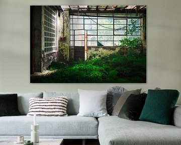 Verlaten Fabriekshal met Varens. van Roman Robroek - Foto's van Verlaten Gebouwen