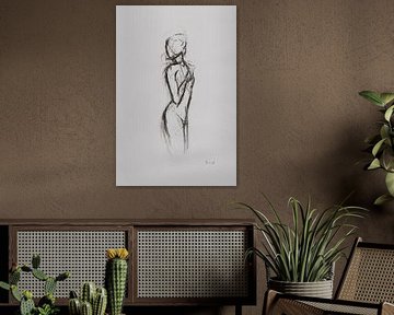 Minimal art - houtskool schets menselijk figuur