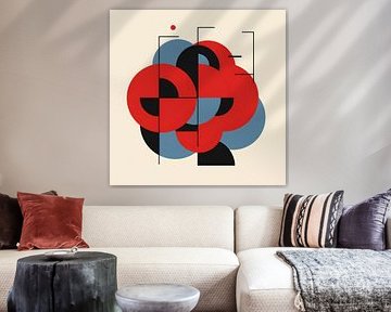 Moderne Geometrische Schikking Cirkel Minimalistische Compositie Vette Kleuren Abstract Kunstwerk