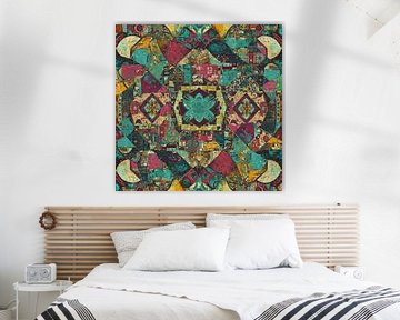 Intricate Distressed Decorative Patchwork with Floral Motif Textile and Fabric Design by maulana risyad