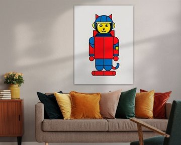 Lego Cat Astronaute avec combinaison spatiale rouge Casque