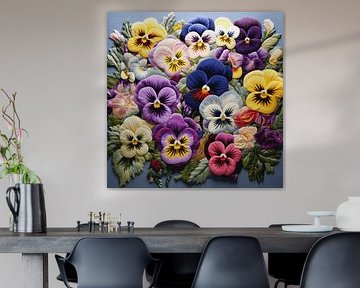 Borduurwerk Weelderige Viooltjes Tapisserie