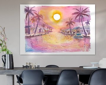 Cape Coral, Florida – Spiegelungen im Kanal im sanften Licht der Morgendämmerung