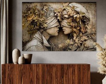 Love Among Autumn Leaves - Dreamy Urban Artwork by BowiScapes abstract and digital art