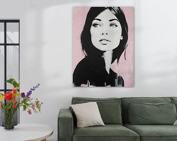 Woman in black, white and pink by Color Square