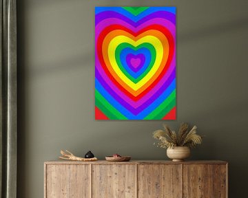 Stralend Regenboog Hart Pop Art Patroon