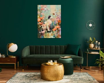 Black and white cat poster garden oil by Niklas Maximilian