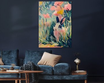 Weißes Kaninchen Cottagecore Ölmalerei von Niklas Maximilian