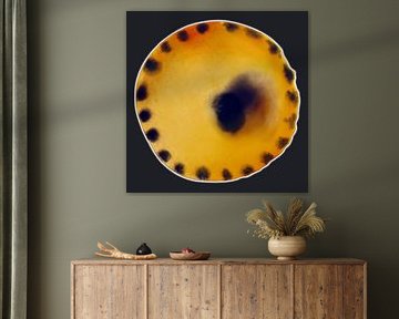 AMBER TIDE AQUA ORB 998 - Abstrakter Aquarell-Kunstdruck mit warmem Schimmer
