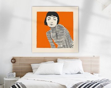 Woman in stripe and orange power by Color Square