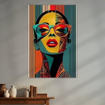 An abstract portrait of a woman's face