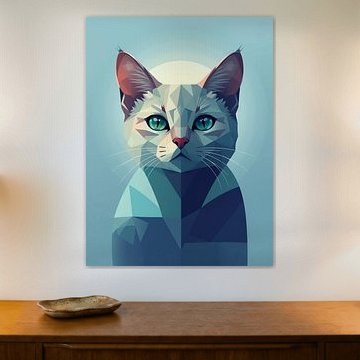 Portrait de chat scandinave géométrique