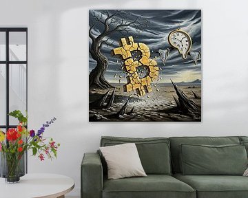 Surreal Bitcoin Zusammenbruch Kunst Illustration von Aden Pink Galerry