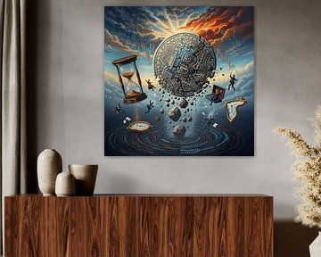 Surrealistisch Bitcoin instortingskunst Digitaal schilderij